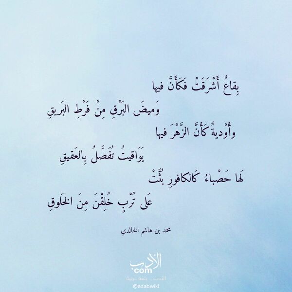 اقتباس من قصيدة بقاع أشرقت فكأن فيها لـ محمد بن هاشم الخالدي