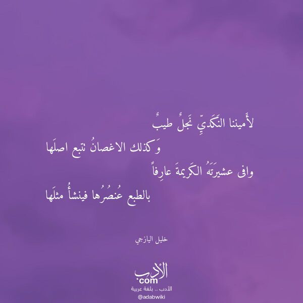 اقتباس من قصيدة لأميننا النكدي نجل طيب لـ خليل اليازجي