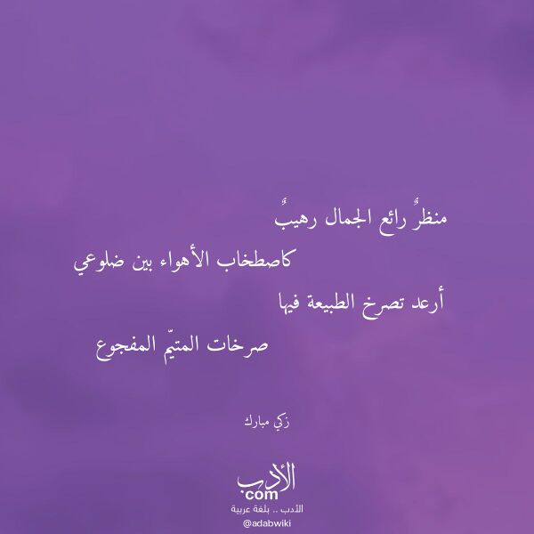 اقتباس من قصيدة منظر رائع الجمال رهيب لـ زكي مبارك
