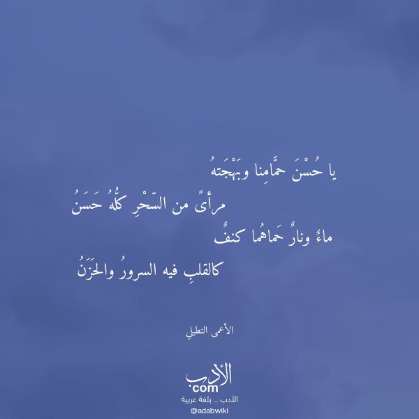 اقتباس من قصيدة يا حسن حمامنا وبهجته لـ الأعمى التطيلي