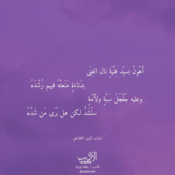 اقتباس من قصيدة أهون بسيد فتية نال الغنى لـ شهاب الدين الخفاجي