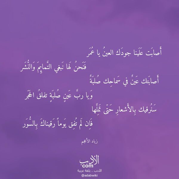 اقتباس من قصيدة أصابت علينا جودك العين يا عمر لـ زياد الأعجم