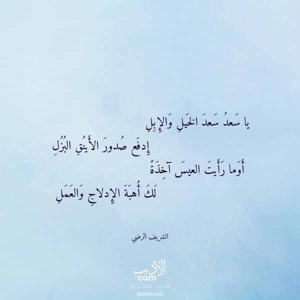 اقتباس من قصيدة يا سعد سعد الخيل والإبل لـ الشريف الرضي
