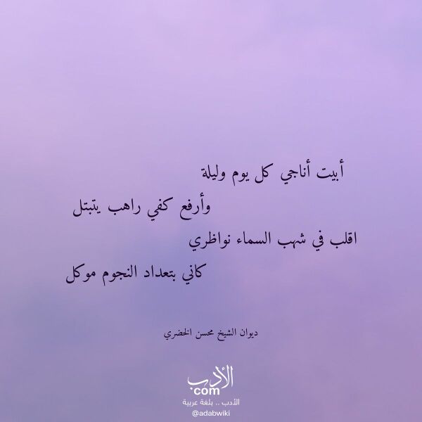 اقتباس من قصيدة أبيت أناجي كل يوم وليلة لـ ديوان الشيخ محسن الخضري