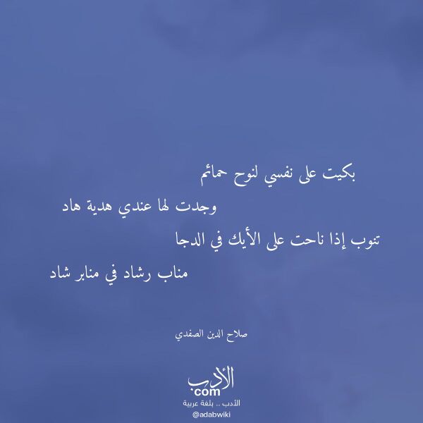 اقتباس من قصيدة بكيت على نفسي لنوح حمائم لـ صلاح الدين الصفدي