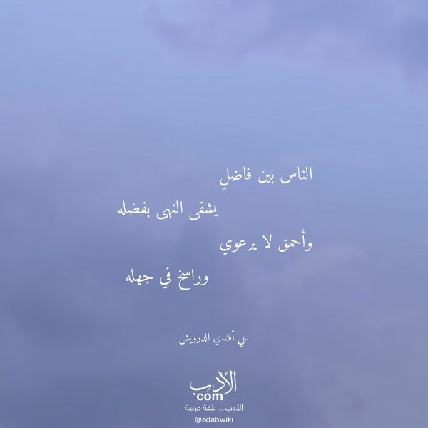 اقتباس من قصيدة الناس بين فاضل لـ علي أفندي الدرويش