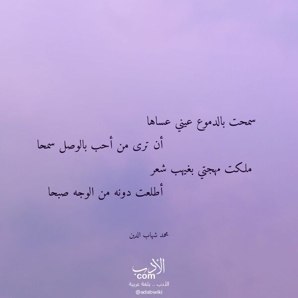 اقتباس من قصيدة سمحت بالدموع عيني عساها لـ محمد شهاب الدين