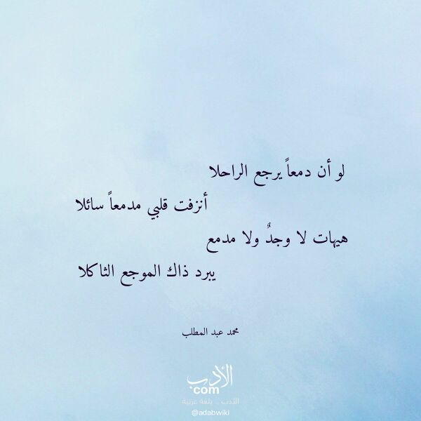 اقتباس من قصيدة لو أن دمعا يرجع الراحلا لـ محمد عبد المطلب