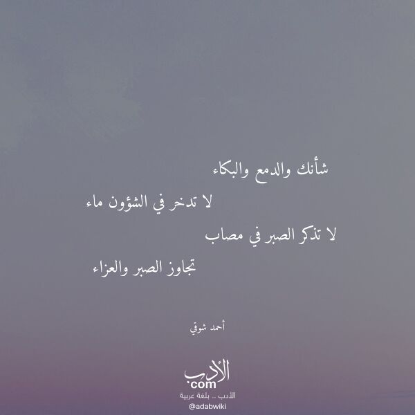 اقتباس من قصيدة شأنك والدمع والبكاء لـ أحمد شوقي