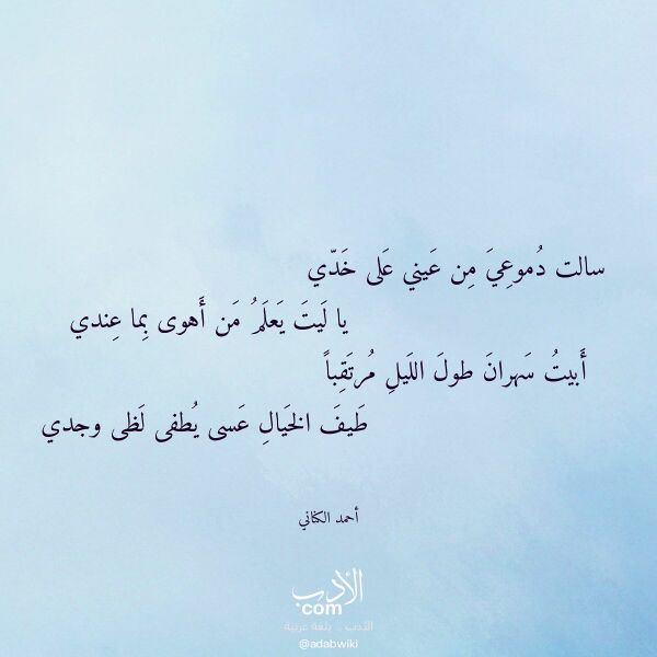 اقتباس من قصيدة سالت دموعي من عيني على خدي لـ أحمد الكناني