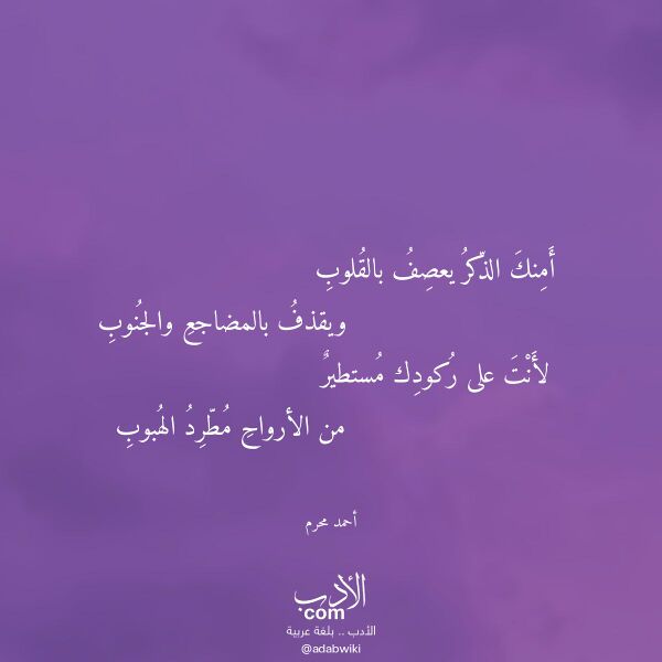 اقتباس من قصيدة أمنك الذكر يعصف بالقلوب لـ أحمد محرم