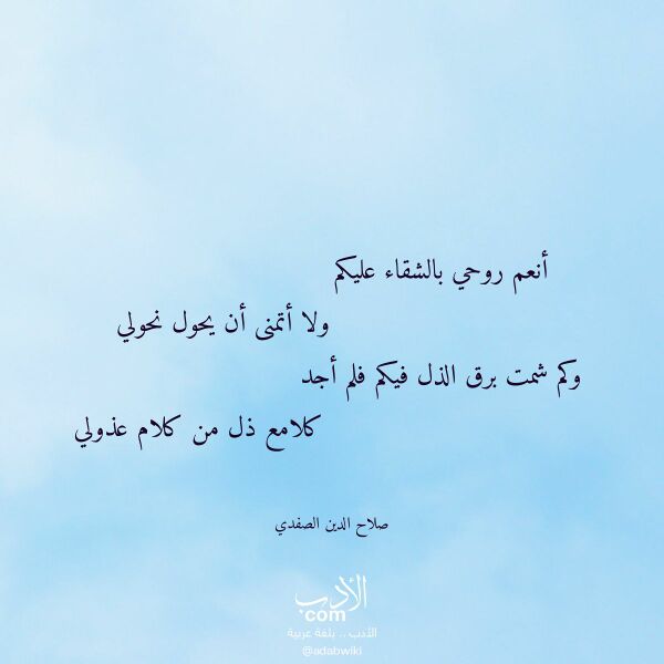 اقتباس من قصيدة أنعم روحي بالشقاء عليكم لـ صلاح الدين الصفدي