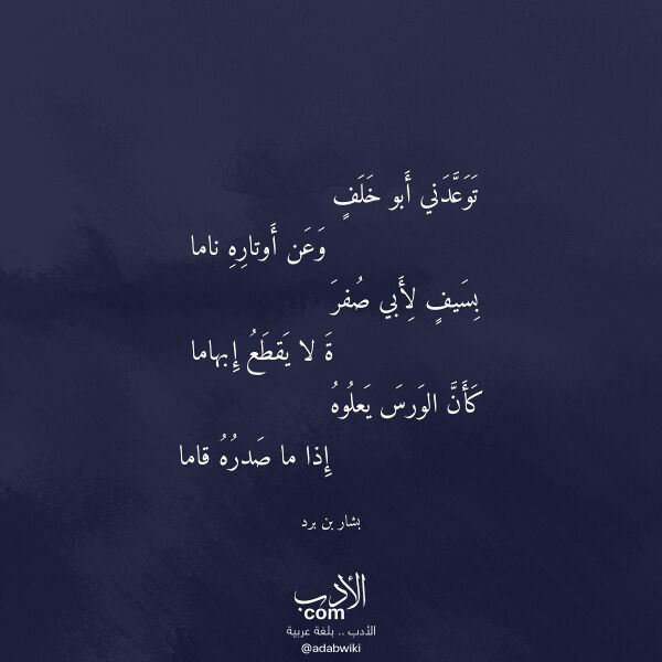 اقتباس من قصيدة توعدني أبو خلف لـ بشار بن برد
