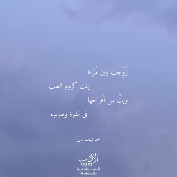 اقتباس من قصيدة زوجت بابن مزنة لـ محمد شهاب الدين