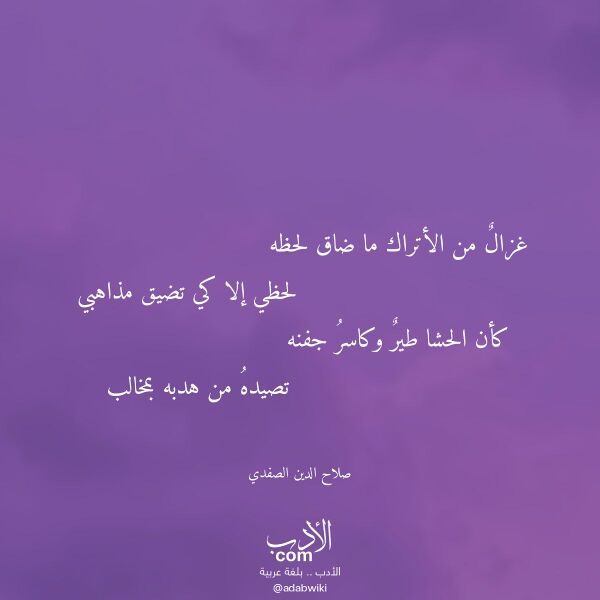 اقتباس من قصيدة غزال من الأتراك ما ضاق لحظه لـ صلاح الدين الصفدي