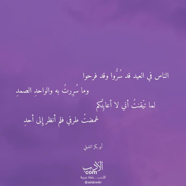 اقتباس من قصيدة الناس في العيد قد سروا وقد فرحوا لـ أبو بكر الشبلي