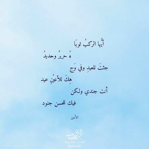 اقتباس من قصيدة أيها الركب ثوبا لـ الأمين