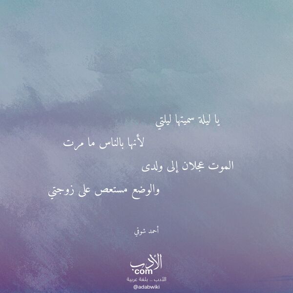 اقتباس من قصيدة يا ليلة سميتها ليلتي لـ أحمد شوقي