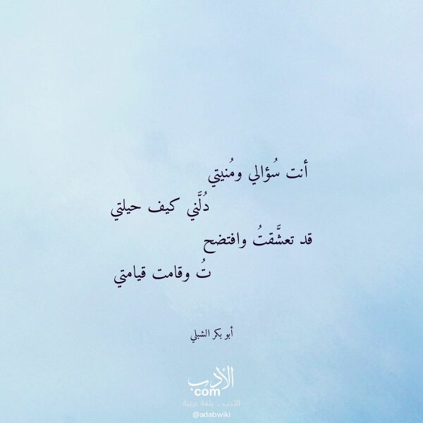 اقتباس من قصيدة أنت سؤالي ومنيتي لـ أبو بكر الشبلي اقتباس من قصيدة أنت سؤالي ومنيتي لـ أبو بكر الشبلي