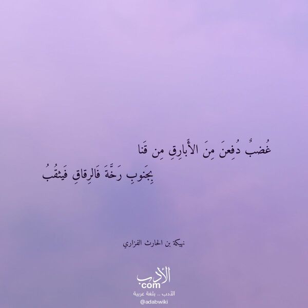 اقتباس من قصيدة غضب دفعن من الأبارق من قنا لـ نهيكة بن الحارث الفزاري