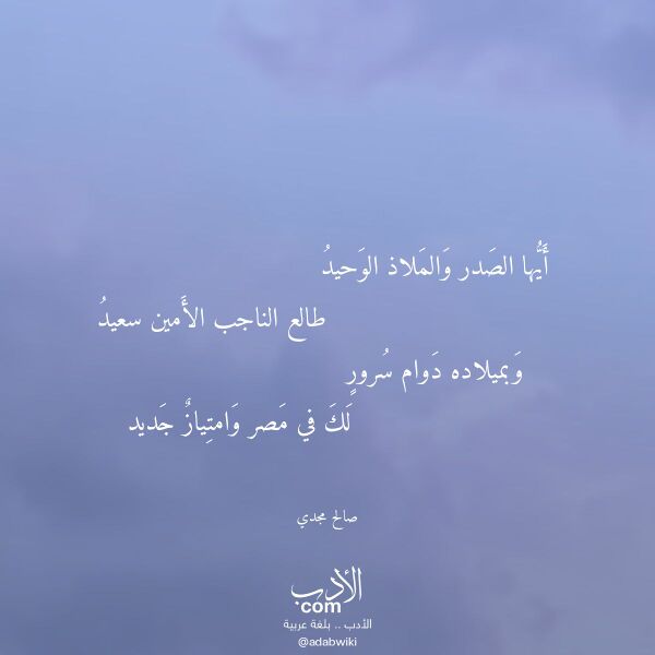 اقتباس من قصيدة أيها الصدر والملاذ الوحيد لـ صالح مجدي