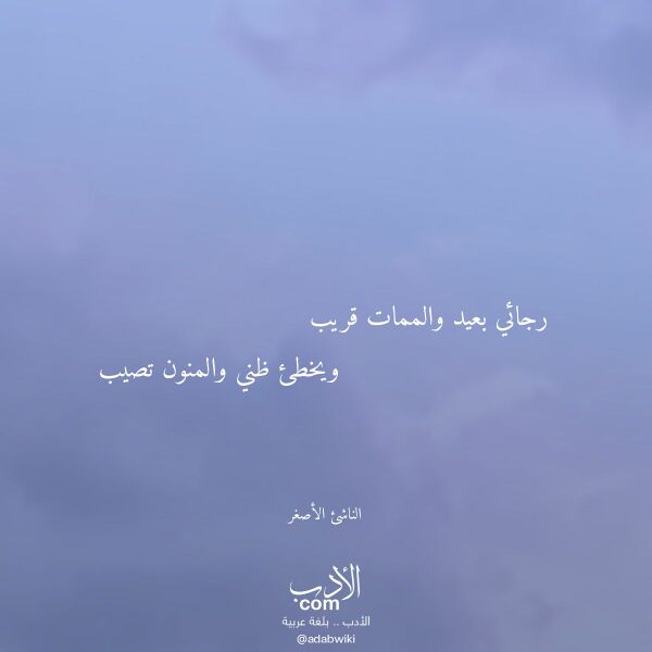 اقتباس من قصيدة رجائي بعيد والممات قريب لـ الناشئ الأصغر اقتباس من قصيدة رجائي بعيد والممات قريب لـ الناشئ الأصغر