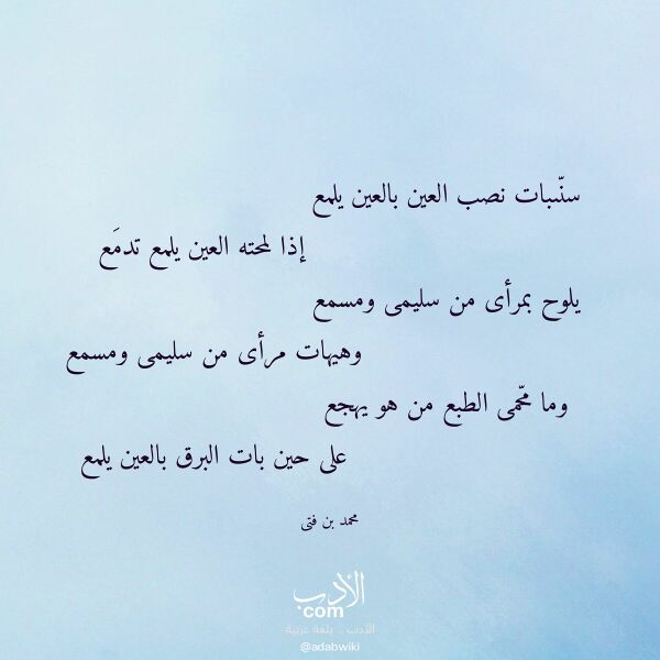 اقتباس من قصيدة سنىبات نصب العين بالعين يلمع لـ محمد بن فتى