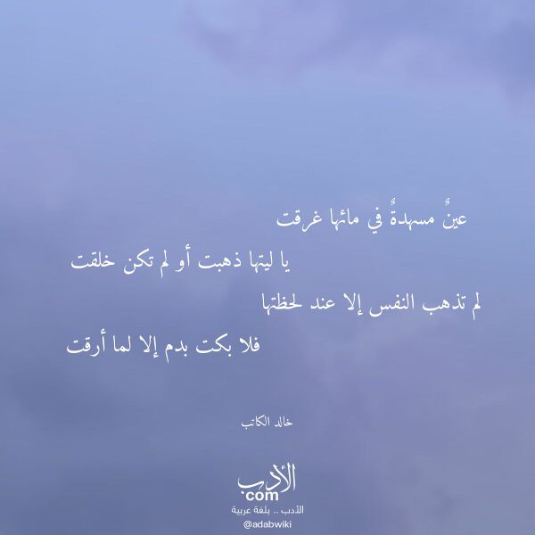 اقتباس من قصيدة عين مسهدة في مائها غرقت لـ خالد الكاتب