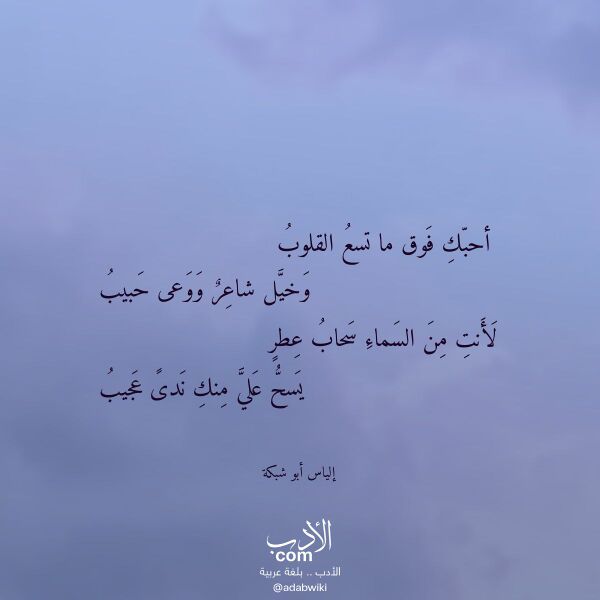 اقتباس من قصيدة أحبك فوق ما تسع القلوب لـ إلياس أبو شبكة