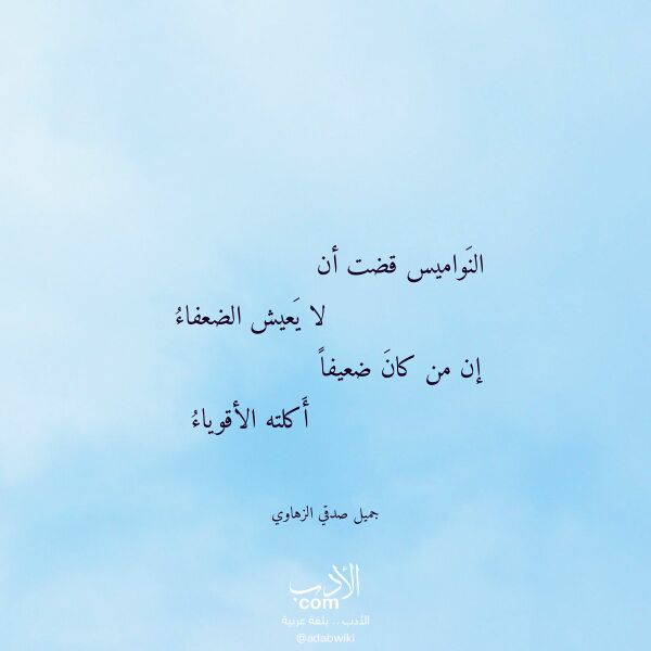 اقتباس من قصيدة النواميس قضت أن لـ جميل صدقي الزهاوي اقتباس من قصيدة النواميس قضت أن لـ جميل صدقي الزهاوي