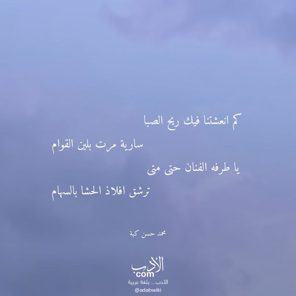اقتباس من قصيدة كم انعشتنا فيك ريح الصبا لـ محمد حسن كبة