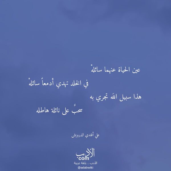 اقتباس من قصيدة عين الحياة عنهما سائله لـ علي أفندي الدرويش