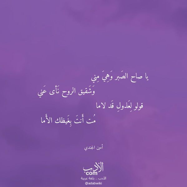 اقتباس من قصيدة يا صاح الصبر وهي مني لـ أمين الجندي اقتباس من قصيدة يا صاح الصبر وهي مني لـ أمين الجندي