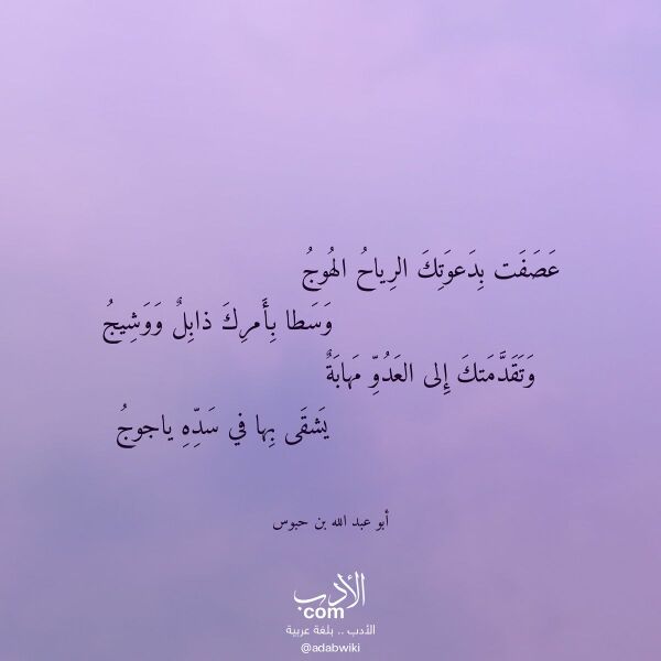 اقتباس من قصيدة عصفت بدعوتك الرياح الهوج لـ أبو عبد الله بن حبوس