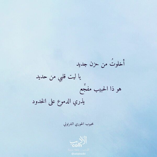 اقتباس من قصيدة أخلوت من حزن جديد لـ محبوب الخوري الشرتوني اقتباس من قصيدة أخلوت من حزن جديد لـ محبوب الخوري الشرتوني