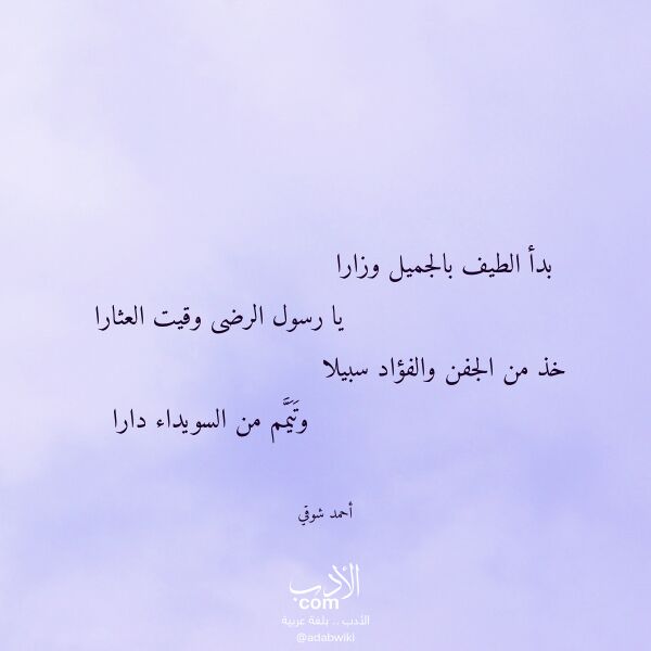 اقتباس من قصيدة بدأ الطيف بالجميل وزارا لـ أحمد شوقي