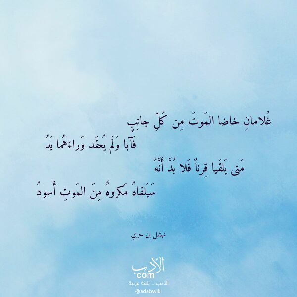 اقتباس من قصيدة غلامان خاضا الموت من كل جانب لـ نهشل بن حري