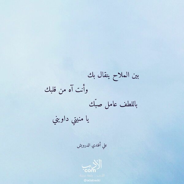 اقتباس من قصيدة بين الملاح ينقال بك لـ علي أفندي الدرويش