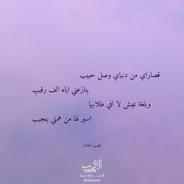 اقتباس من قصيدة قصاراي من دنياي وصل حبيب لـ نجيب الحداد