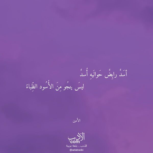 اقتباس من قصيدة أسد رابض حواليه أسد لـ الأمين
