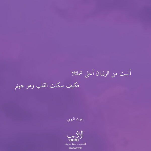 اقتباس من قصيدة ألست من الولدان أحلى شمائلا لـ ياقوت الرومي