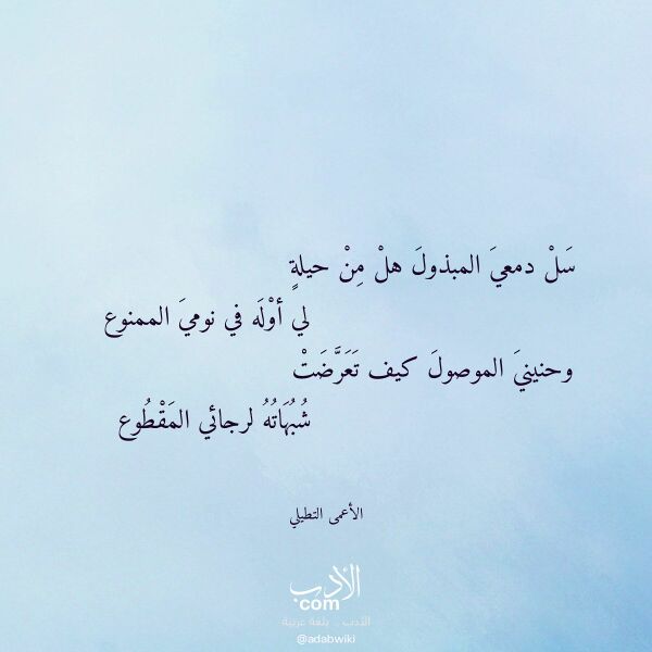 اقتباس من قصيدة سل دمعي المبذول هل من حيلة لـ الأعمى التطيلي اقتباس من قصيدة سل دمعي المبذول هل من حيلة لـ الأعمى التطيلي