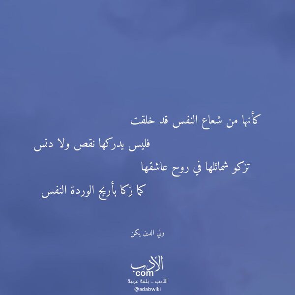 اقتباس من قصيدة كأنها من شعاع النفس قد خلقت لـ ولي الدين يكن