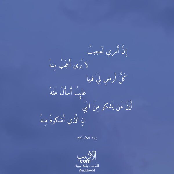 اقتباس من قصيدة إن أمري لعجيب لـ بهاء الدين زهير