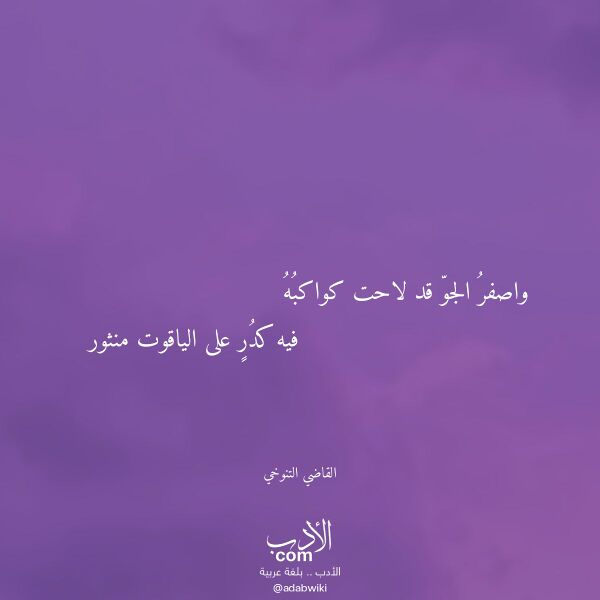 اقتباس من قصيدة واصفر الجو قد لاحت كواكبه لـ القاضي التنوخي اقتباس من قصيدة واصفر الجو قد لاحت كواكبه لـ القاضي التنوخي