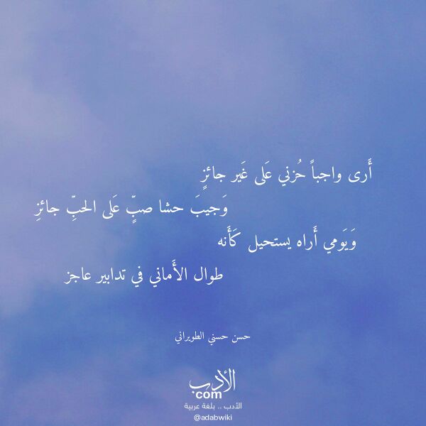 اقتباس من قصيدة أرى واجبا حزني على غير جائز لـ حسن حسني الطويراني
