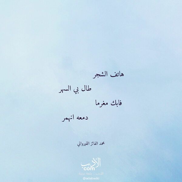 اقتباس من قصيدة هاتف الشجر لـ محمد الفائز القيرواني