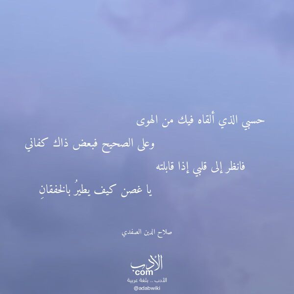 اقتباس من قصيدة حسبي الذي ألقاه فيك من الهوى لـ صلاح الدين الصفدي