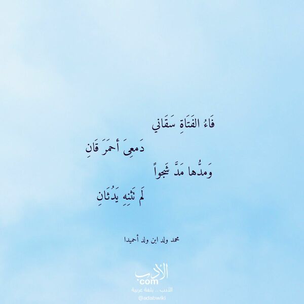 اقتباس من قصيدة فاء الفتاة سقاني لـ محمد ولد ابن ولد أحميدا