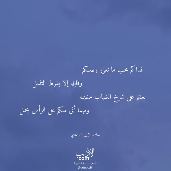اقتباس من قصيدة فداكم محب ما تعزز وصلكم لـ صلاح الدين الصفدي